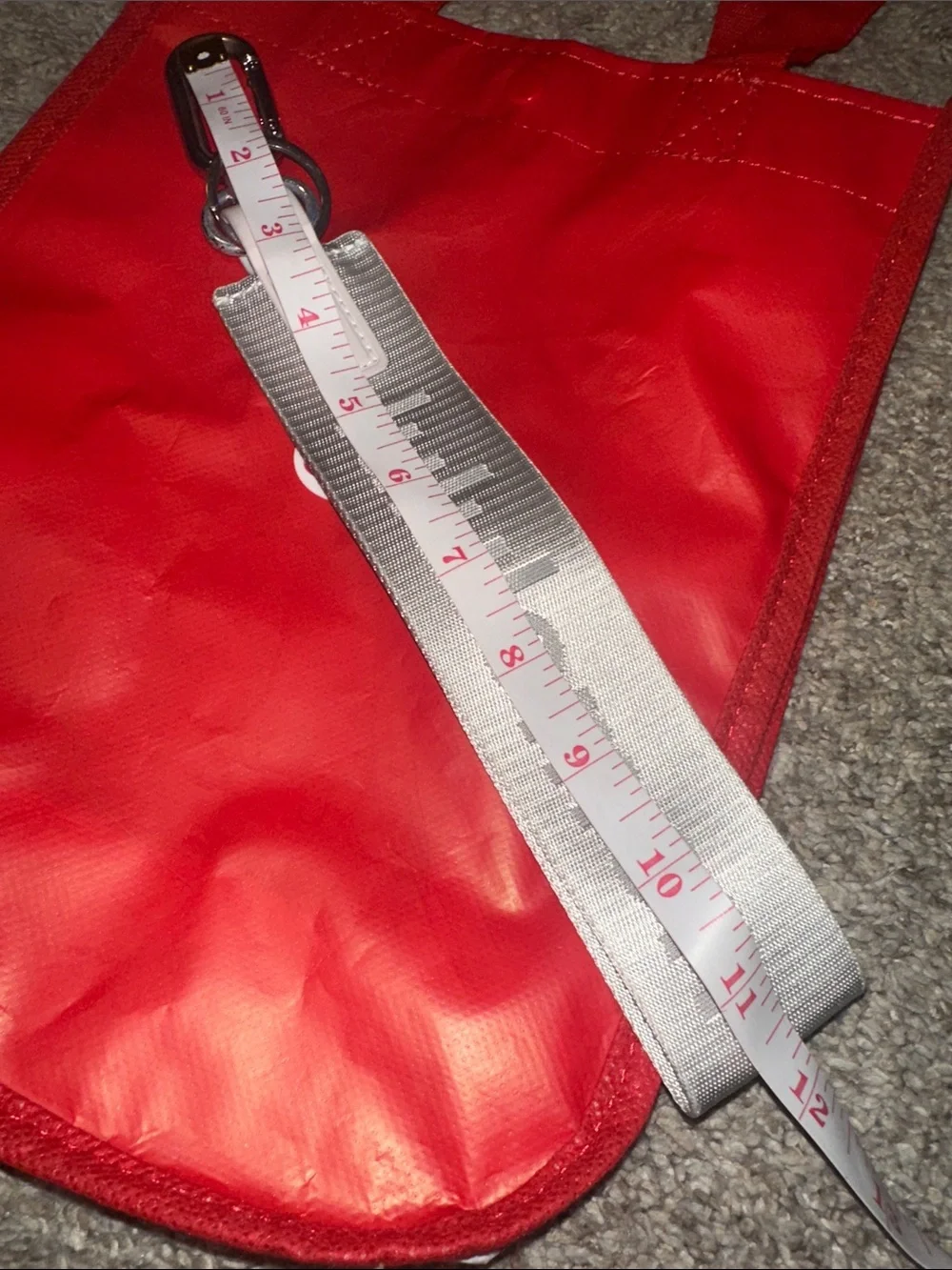 lululemon athletica Red Tote with Silver Branded Strap Holder
